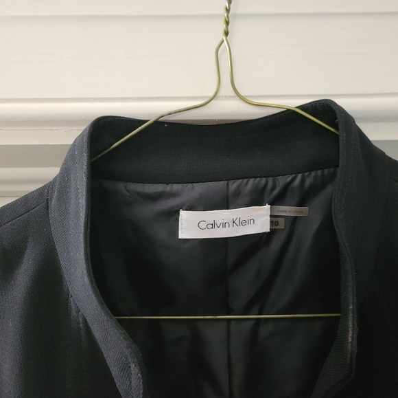 Black Calvin Klein knee length belted dress 10 EUC - Picture 3 of 3